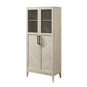 68" Chevron-Pattern Cabinet/Bookcase in Birch