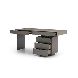 Grey Oak 71" Modern Executive Desk with Storage Drawers