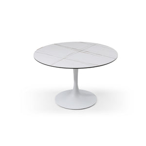 47" Elegant Round Ceramic Meeting Table with White Ceramic Top