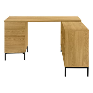 60" L-Shaped Natural Contemporary Office Desk