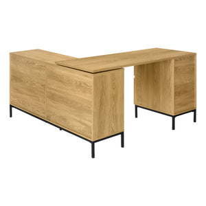 60" L-Shaped Natural Contemporary Office Desk