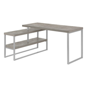 60" Grey L-Shaped Corner Desk with Storage
