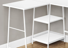 Load image into Gallery viewer, Industrial-Style 47&quot; White L-Shaped Writing Desk with Open Shelves
