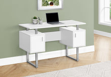 Load image into Gallery viewer, 47&quot; White Contemporary Computer Desk with Storage Cabinets
