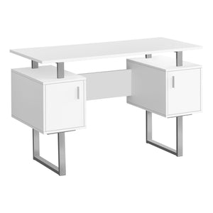 47" White Contemporary Computer Desk with Storage Cabinets