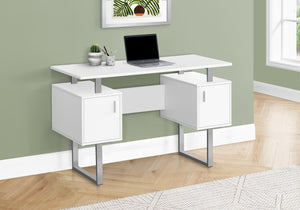 47" White Contemporary Computer Desk with Storage Cabinets