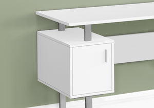 47" White Contemporary Computer Desk with Storage Cabinets