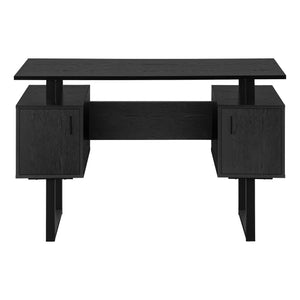 47" Black Contemporary Computer Desk with Storage Cabinets