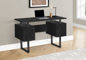 47" Black Contemporary Computer Desk with Storage Cabinets