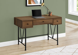 47" Walnut Industrial-Style Contemporary Computer Desk with Storage