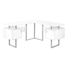Load image into Gallery viewer, White 57&quot; Mid-Century Modern L-Shaped Computer Desk
