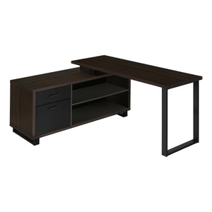 Espresso and Black 72" Executive L-Shaped Desk