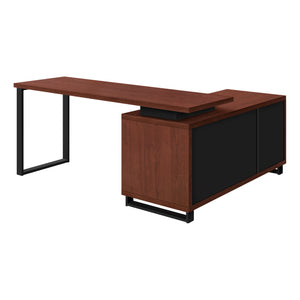 Cherry and Black 72" Executive L-Shaped Desk