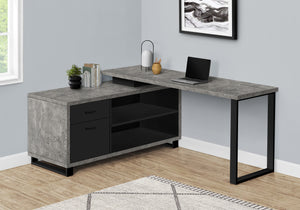 Grey and Black 72" Executive L-Shaped Desk