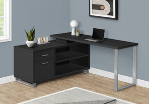 Black and Silver 72" Executive L-Shaped Desk