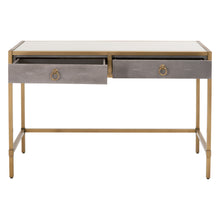 Load image into Gallery viewer, 49&quot; Glass Top Pearl Shagreen Desk
