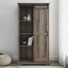 Load image into Gallery viewer, 68&quot; Single Barn Door Gray Woodgrain Bookcase
