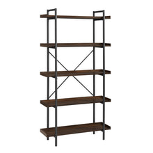 Load image into Gallery viewer, 68&quot; Industrial Bookcase in Dark Walnut/Steel
