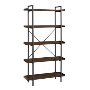 68" Industrial Bookcase in Dark Walnut/Steel