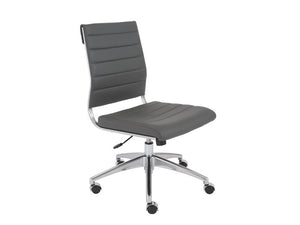 Gray Leather Armless Modern Rolling Office Chair