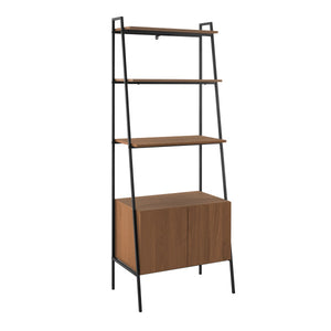 72" Ladder Bookcase with Storage Cabinet in Mocha Woodgrain