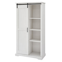 Load image into Gallery viewer, 68&quot; Single Barn Door Brushed White Bookcase
