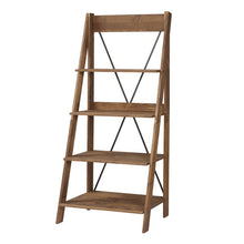 Load image into Gallery viewer, 68&quot; Solid Wood Ladder Bookcase in Rustic Finish
