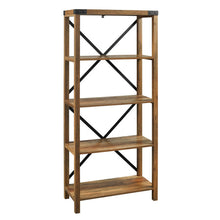 Load image into Gallery viewer, 64&quot; X-Framed Bookcase in Rustic Oak
