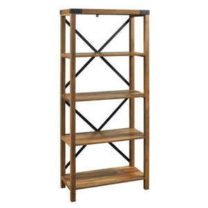 64" X-Framed Bookcase in Rustic Oak