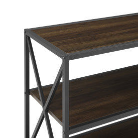 60" X-Frame Credenza in Steel & Dark Walnut