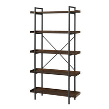 Load image into Gallery viewer, 68&quot; Industrial Bookcase in Dark Walnut/Steel
