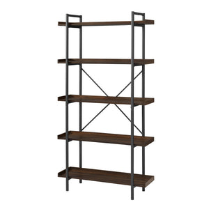 68" Industrial Bookcase in Dark Walnut/Steel