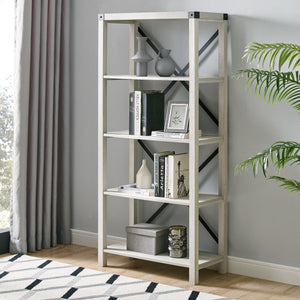 64" X-Framed Bookcase in Stone Gray