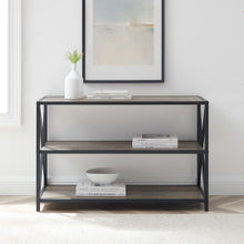 Load image into Gallery viewer, 40&quot; Gray Woodgrain Industrial Credenza with Open Design
