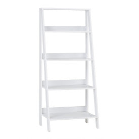 55" Ladder Bookcase in White