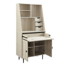 Load image into Gallery viewer, 64&quot; Birch Vertical Desk with Storage Hutch
