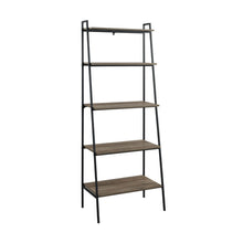 Load image into Gallery viewer, 72&quot; Ladder Bookcase in Steel/Gray Woodgrain
