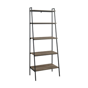 72" Ladder Bookcase in Steel/Rustic Oak