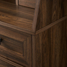 Load image into Gallery viewer, 64&quot; Dark Walnut Vertical Desk with Storage Hutch
