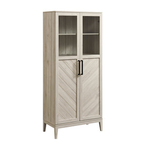 68" Chevron-Pattern Cabinet/Bookcase in Birch