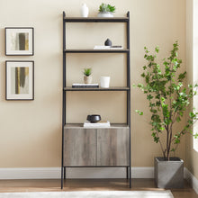 Load image into Gallery viewer, 72&quot; Ladder Bookcase with Storage Cabinet in Gray Woodgrain
