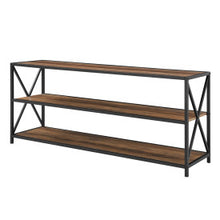 Load image into Gallery viewer, 60&quot; X-Frame Credenza in Steel &amp; Rustic Oak
