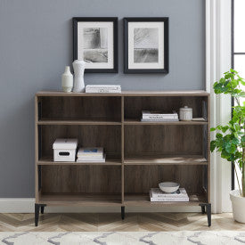 52" Historially Inspired Bookcase/Credenza with Mesh Sides in Rustic Gray