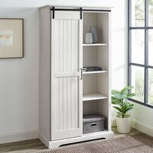 Load image into Gallery viewer, 68&quot; Single Barn Door Brushed White Bookcase
