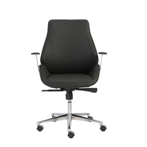 Tilting Professional Black Leather & Chrome Office Chair