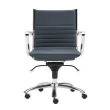 Load image into Gallery viewer, Low Back Blue Leather &amp; Chrome Office Chair
