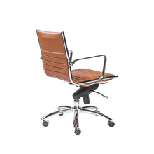 Load image into Gallery viewer, Modern Cognac Leatherette &amp; Chrome Low Back Office Chair
