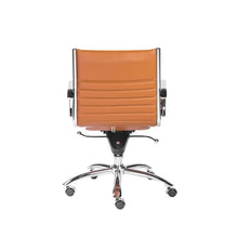 Load image into Gallery viewer, Modern Cognac Leatherette &amp; Chrome Low Back Office Chair
