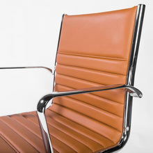 Load image into Gallery viewer, Modern Cognac Leatherette &amp; Chrome Low Back Office Chair
