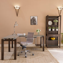 Load image into Gallery viewer, Low Back Taupe Leather &amp; Chrome Office Chair
